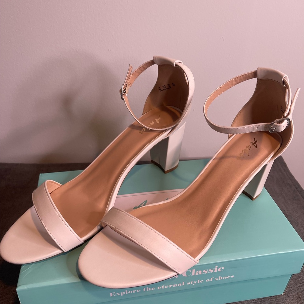 Elegant Cream Ankle Strap Heels